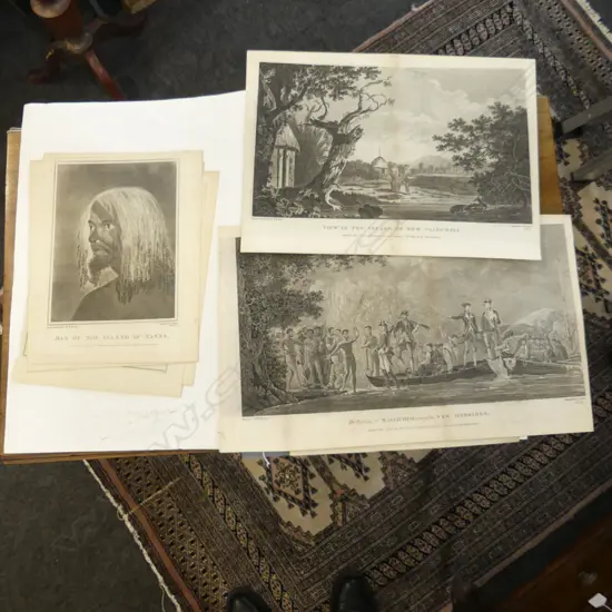 18thC COPPER PLATE ENGRAVINGS OF NEW HEBRIDES / NEW CALEDONIA