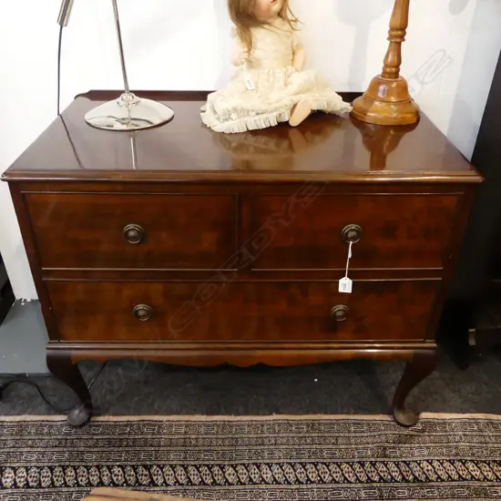 MAHOGANY 3 DRAWER DRESSER W.840mm