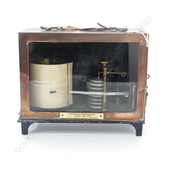 CASED BAROGRAPH, JAMES BROWN, 76 ST VINCENT STREET GLASGOW 265x130x215mm