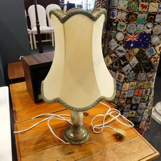 VINTAGE TABLE LAMP, ONYX BASE, FAULTED H.460mm
