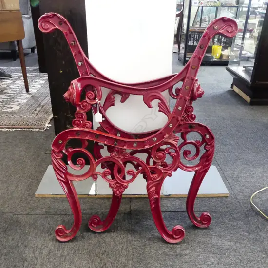 RED METAL BENCH ENDS