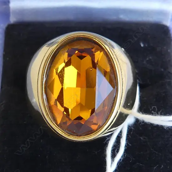 LARGE GOLD PLATED  SIGNET RING SIZE U TO V