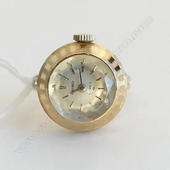 1960 SEIKO RING WATCH GOLD PLATED MANUAL WINDING RUNNING