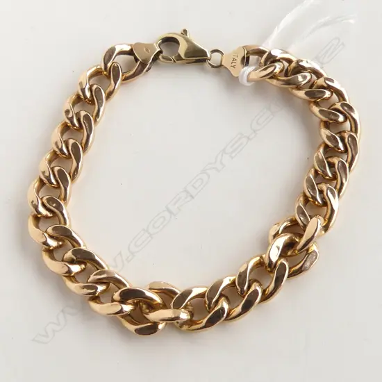 9CT ROSE GOLD FLAT CURB HOLLOW LINK BRACELET 10.4 grams