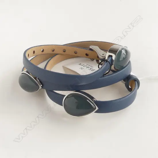 NEW SKAGEN GEM SET TRIPLE WRAP LEATHER BRACELET IN BOX