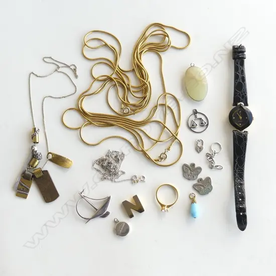 COSTUME JEWELLERY; GP NECKLACE, WATCH ETC