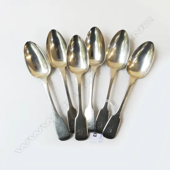 6 STG SILVER DESSERT SPOONS, EXETER EARLY 19thC 267gms