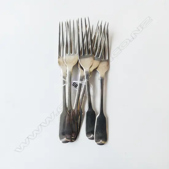 6 STG SILVER DESSERT FORKS, LONDON 1841 268gms