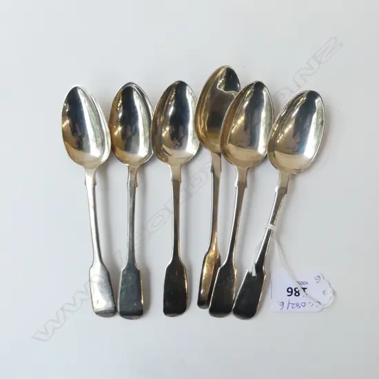 6 VICTORIAN STG SILVER TEASPOONS, 105gms