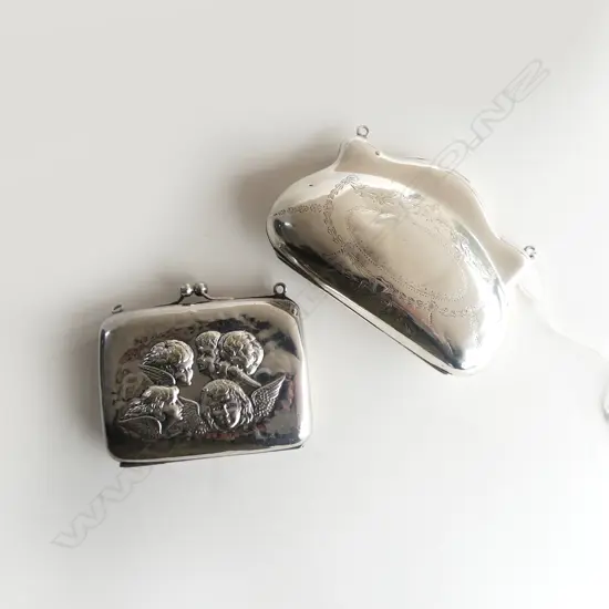 2 SILVER PLATE PURSES AF BOTH NO CHAINS W.105mm