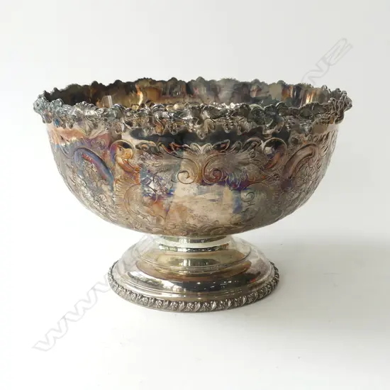 ORNATE SILVER PLATED PUNCH BOWL H.170mm, 260mm dia