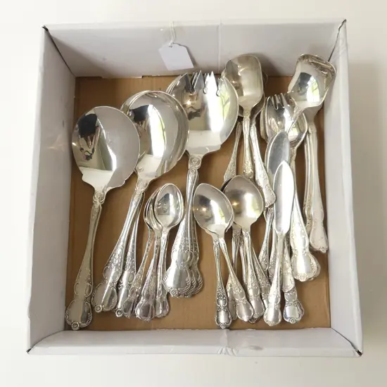 36PCS RODD CAMILLE CUTLERY ITEMS – 6 SALAD SERVERS, 6 SPORKS, 12 CONDIMENT SPOONS, 6 TSPNS, 6 BUTTER KNIVES