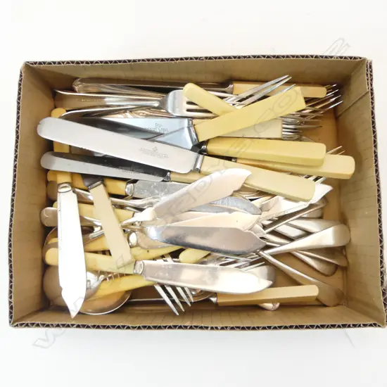 ASST. EP CUTLERY INCL. IVORINE 'BONE' HANDLED KNIVES & FISH SET