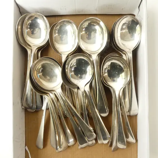 50 ENGLISH SILVER PLATED SOUP SPOONS