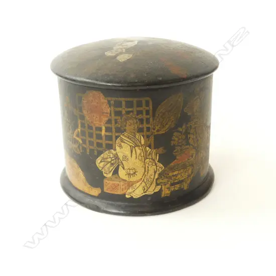 (25554) ORIENTAL LIDDED LACQUERED CONTAINER H.80mm