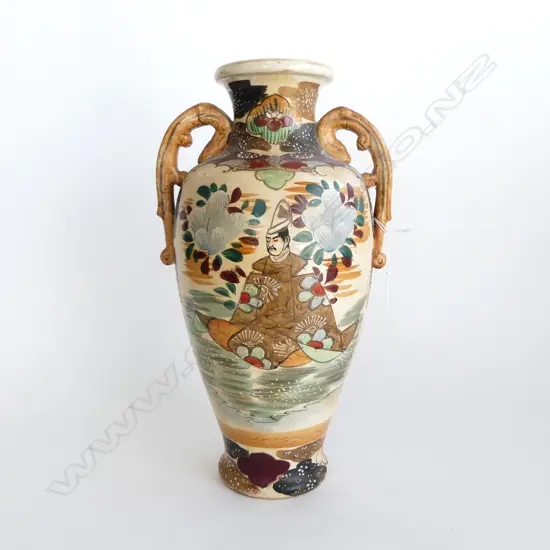 JAPANESE SATSUMA VASE H.380mm, rim repaired
