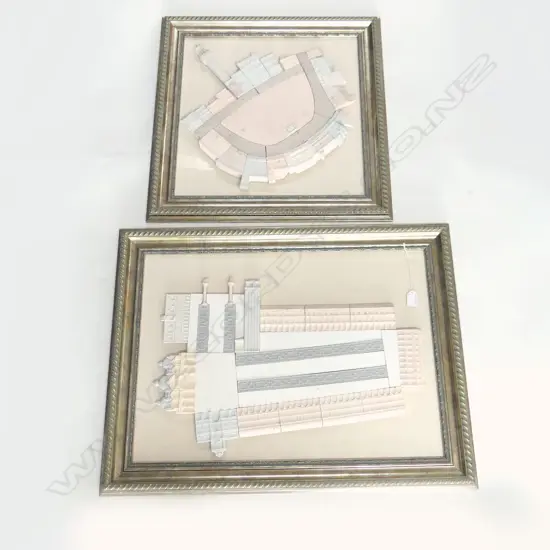 2 ITALIAN 3D CERAMIC ARTWORKS;  PIAZZA DEL CAMPO SIENNA & SAN MARCO VENICE 460x650mm