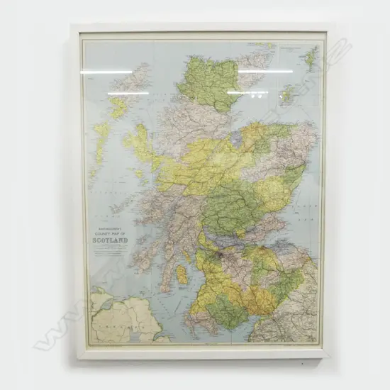 FRAMED VINTAGE MAP OF SCOTLAND BY JOHN BARTHOLOMEW & SONS EDINBURGH, L.805MM W.620MM