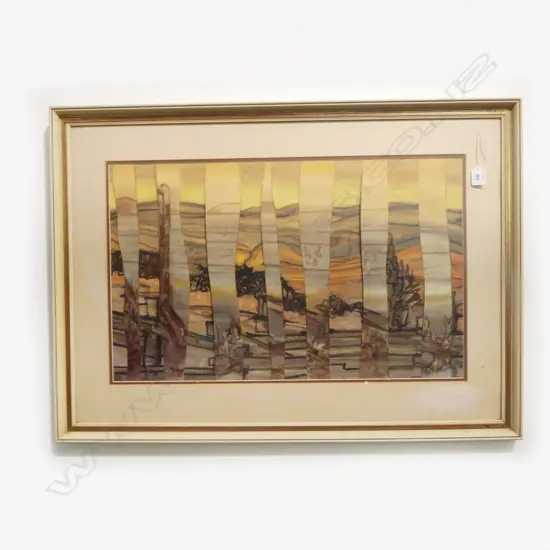 ABSTRACT 1970'S PAINTING signed A. BRISCOE mixed media 430 x 685mm