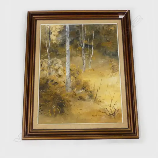 MARGARET MOORE 'AUTUMN BUSH' OIL ON BOARD, 700x545mm