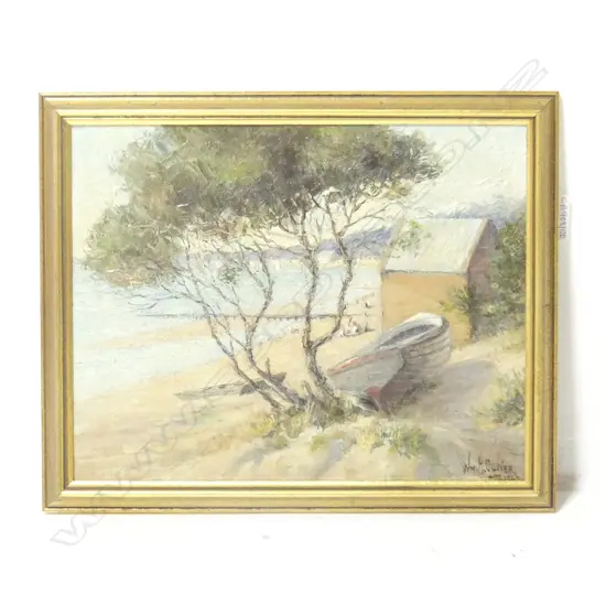WILLIAM H. OLIVER, (AUST. 1920s), UNTITLED, SEASCAPE, OIL ON BOARD 230x295mm