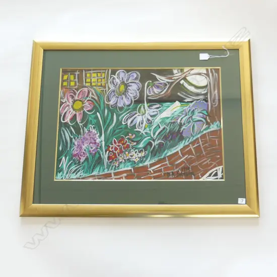 GOUACHE A FLORAL GARDEN SIGNED D A SAYIDAN  41X59CM