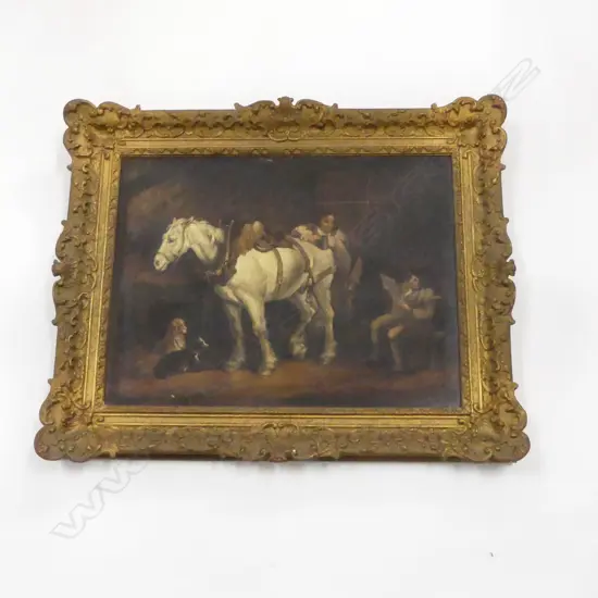 OLEOGRAPH GEORGE MORLAND STABLE SCENE, 400x525mm