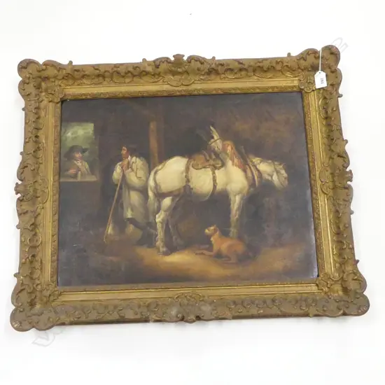 OLEOGRAPH GEORGE MORLAND STABLE SCENE, 400x530mm