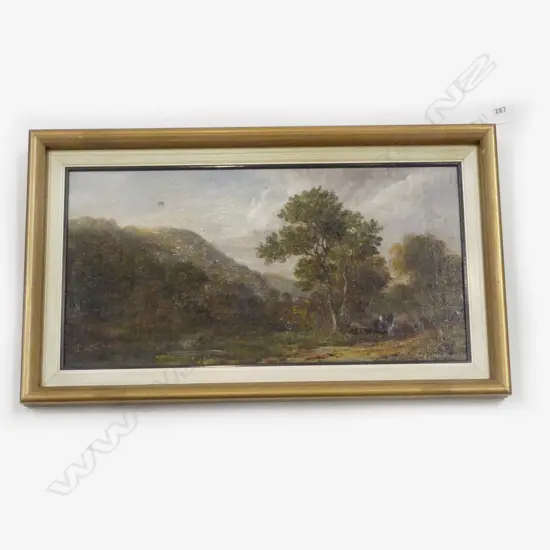 19C OIL ON CANVAS ARTIST UNKNOWN FIGURES IN A LANDSCAPE 200X390CM