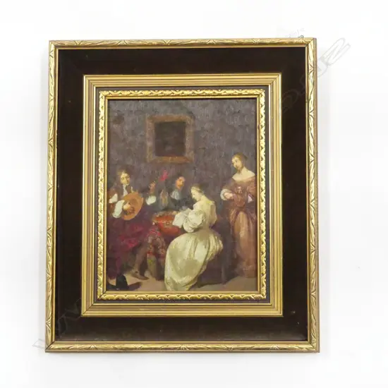 AFTER CASPAR NETSCHER (1639-1684), INTERIOR SCENE, OLEOGRAPH 235x180mm