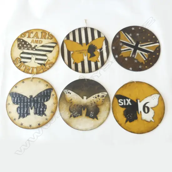 SIX LYNDY WILSON CIRCULAR PAINTINGS, ON BOARD, Dia.420mm