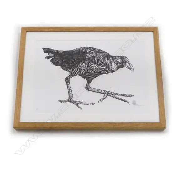 OSMEIVY ORTEGA (CUBA 1980-) UNTITLED (PUKEKO), WOODBLOCK ON PAPER, NUMBERED 4/7 & SIGNED, 285 x 410mm