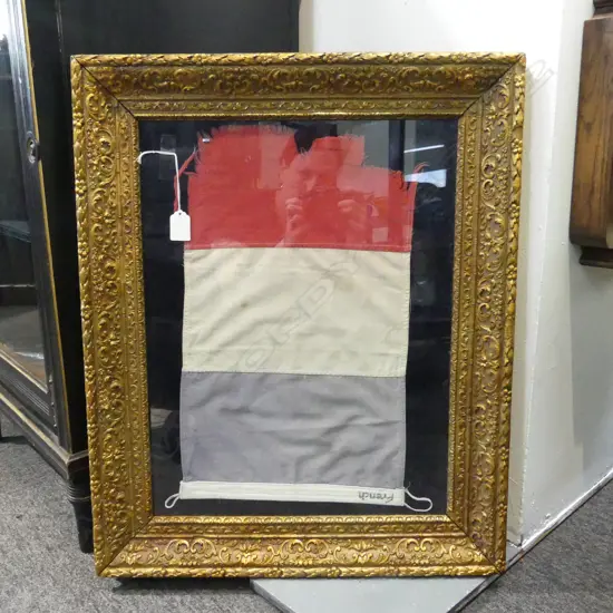 FRENCH FLAG IN ORNATE GOLD FRAME 380x490mm