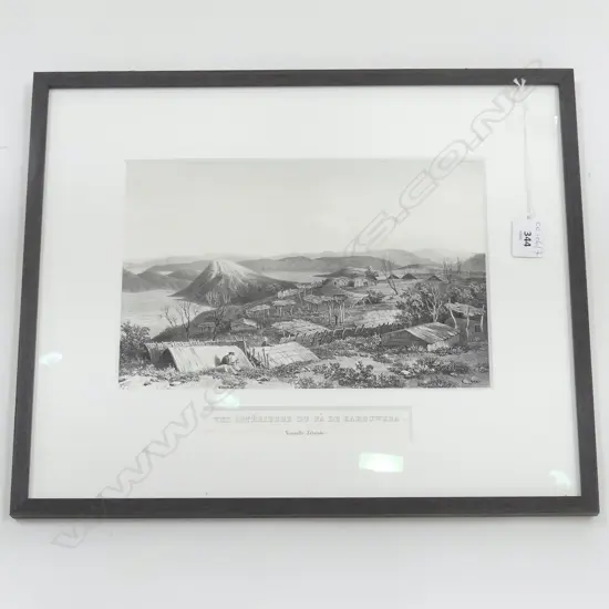 COLONIAL LANDSCAPE PRINT 'VUE INTERIEURE DU PA DE KAHOUWERA' 185x280mm