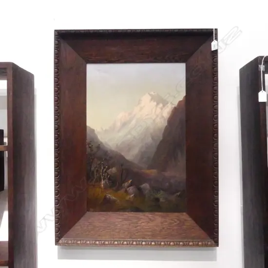 J. D. PERRETT, MOUNTAIN LANDSCAPE, OIL ON CANVAS 595x390mm