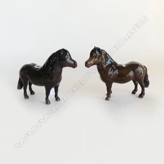 2 BESWICK SHETLAND PONIES ESCHONCHAN RONAY 1 with flake chip to ear H.120mm