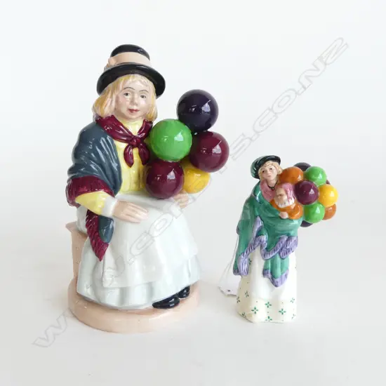 2 ROYAL DOULTON FIGURINES 'BALLOON GIRL' H.160 & 'THE BALLOON SELLER' MINIATURE H.100mm