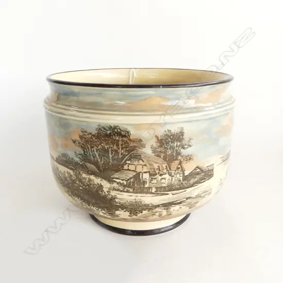ROYAL DOULTON JARDINERE w. ENGLISH RURAL SCENE 210mm dia