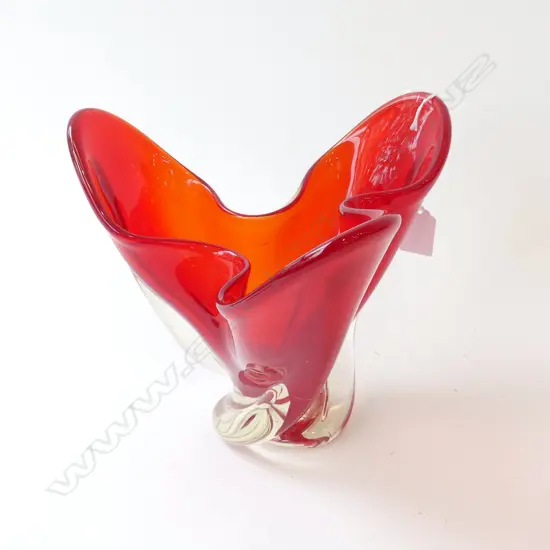 RED ART GLASS BOWL H.210mm