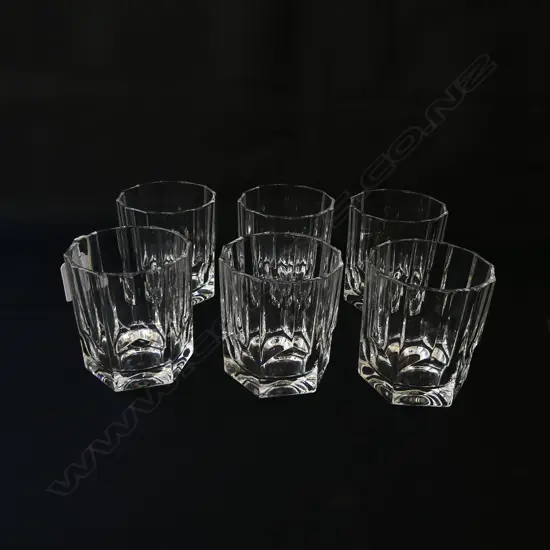 SET OF 6 NACHTMANN CRYSTAL DOUBLE OLD FASHIONED WHISKY TUMBLERS, H.95MM DIA.85MM
