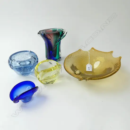 5 PCS MID CENTURY GLASS H.150 (tallest) (fish plate Dia.220mm)