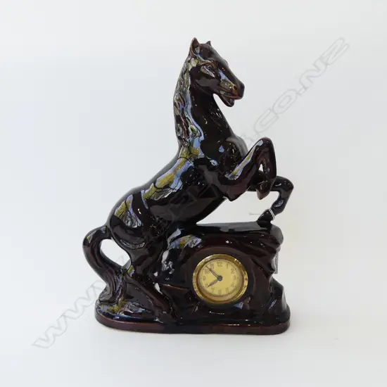 GERMAN HORSE CHINA MANTLE CLOCK H320MM