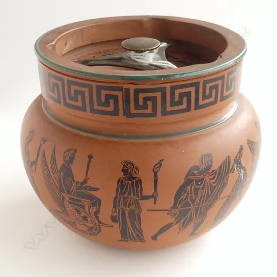 TERRA COTTA HUMIDOR WITH GREEK DESIGN H 130 MM