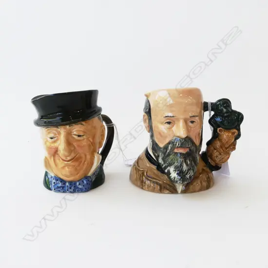 2 ROYAL DOULTON TOBY JUGS 'CHARLES DICKENS' H.100mm & 'GEORGE TINWORTH' H110mm
