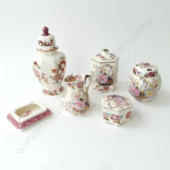 6 PCES RED MASONS; 'BELVEDERE' ETC H.240mm