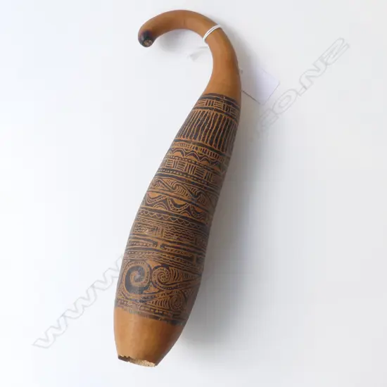 OLD MĀORI PATTERNED GOURD, L.290MM