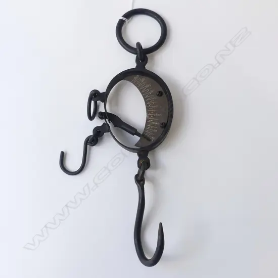 ANTIQUE CAST IRON & BRASS BUFFALO HIDE SCALES, L.285MM  