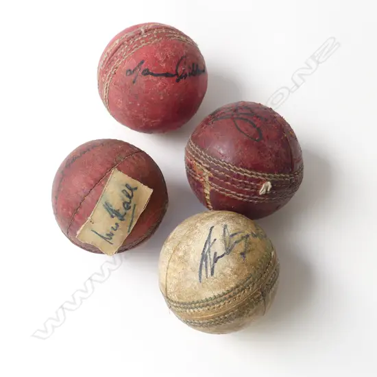 FOUR 1960S PLAYER SIGNED CRICKET BALLS LANCE GIBBS, RICHARD EDWARDS, & OTHERS