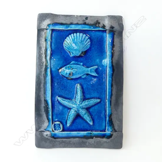 TOBY STAFFORD POTTERY WALL PLAQUE PANEL; SHELL, FISH, STARFISH 420x270mm