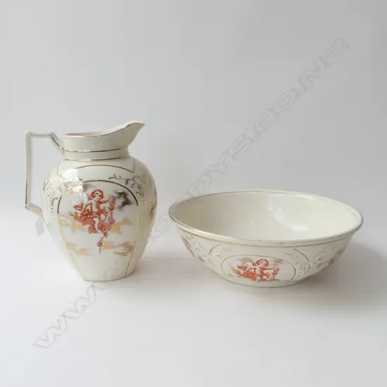 ANTIQUE HANLEY WASH BOWL 400mm dia & JUG